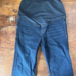 Madewell Dark Blue Denim Maternity High-Rise Jeans with Black Waist Panel